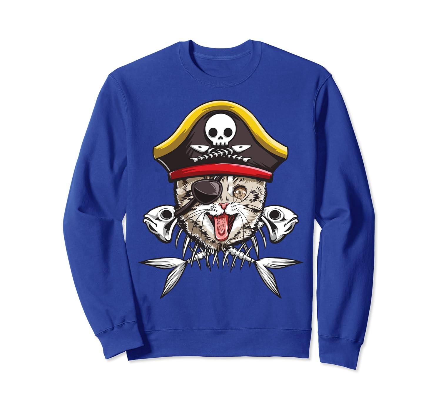 Cat Pirate Jolly Roger Flag Skull Crossbones Captain Costume Sweatshirt